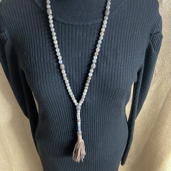 HIPCHIK Labradorite Long Suede Tassel Necklace - Picture 2 of 12